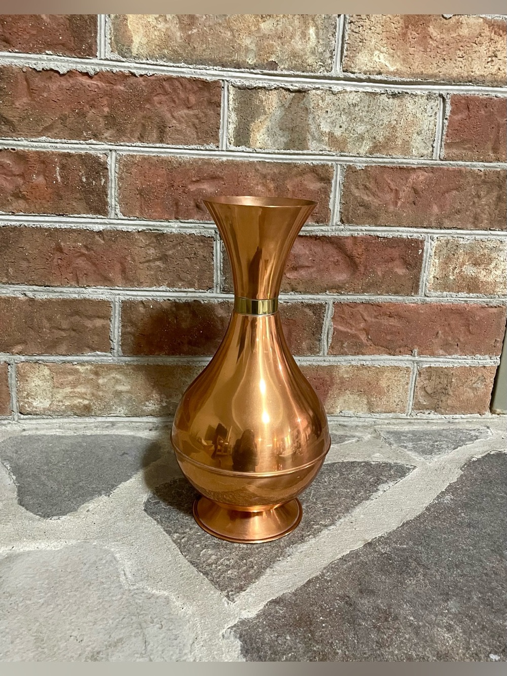 COPRAL Vintage Copper Vase W/ Brass Trim